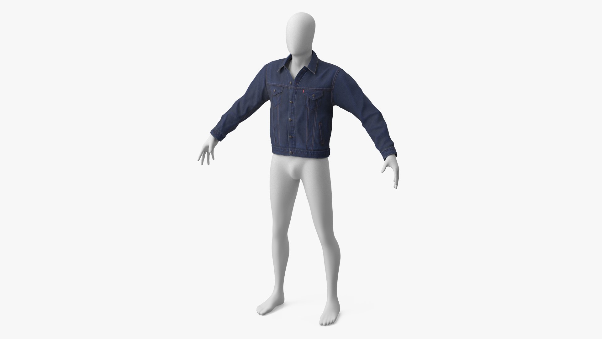 Levis Man Trucker Jeans Jacket Buttoned-up 3D model preview