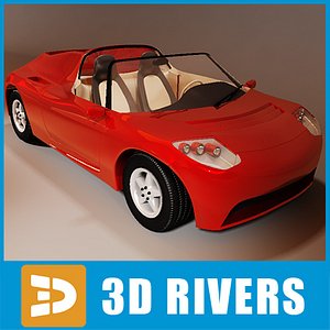 3d electric tesla roadster model