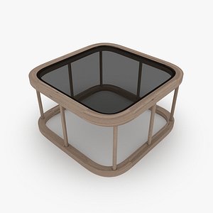 Wooden table with glass top