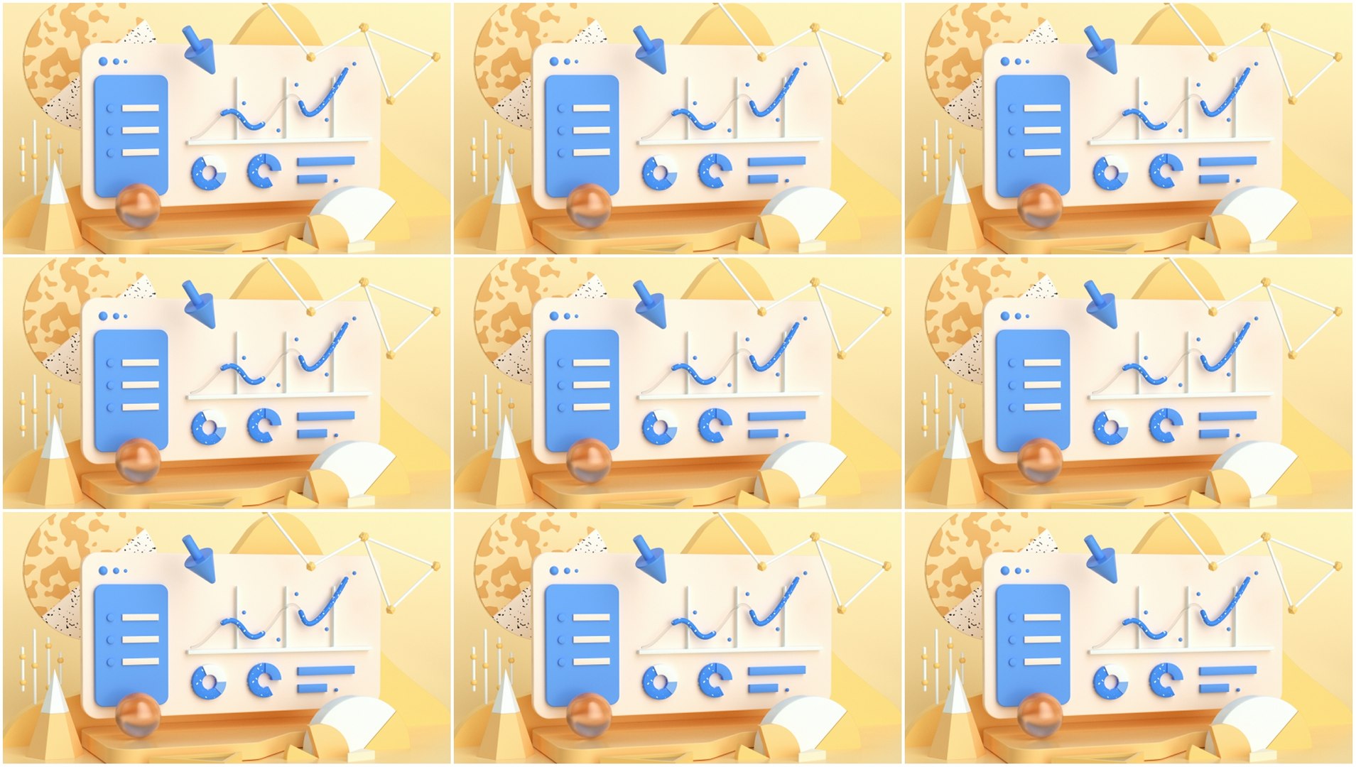 Computer Data Cartoon Elements Cartoon Scenes 2D Office UI Icon ...