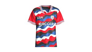 3D Men USA Liquid Wave Sublimation Soccer Jersey model