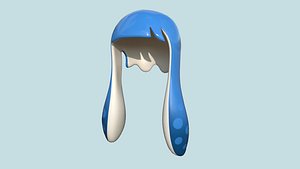 3D Inkling Hair 01 Blue - Splatoon Character Design