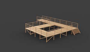 3D Wooden Seaside Pier 04 3D model