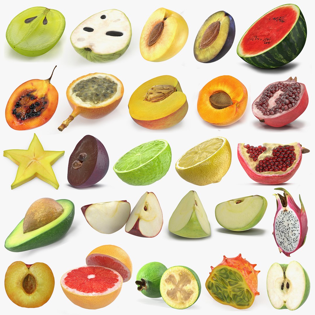 Cross Section Fruits Collection 6 3D model preview