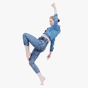 Woman Holding Pole 01 Remastered 3D model