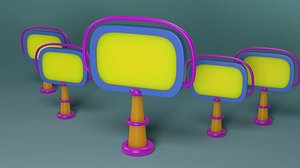 cartoon city entry board 3D model