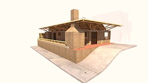 3D BAMBOO GRILL RESTAURANT BAKED model