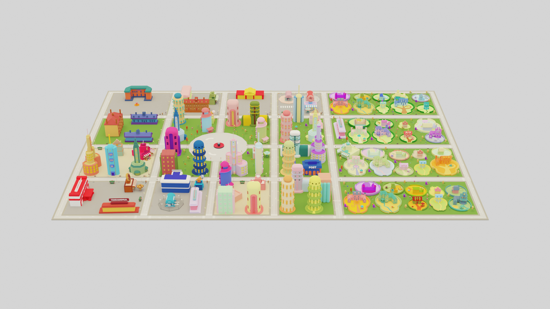 3D Clay City LowPoly Cartoon Stylized Environment Pack Model