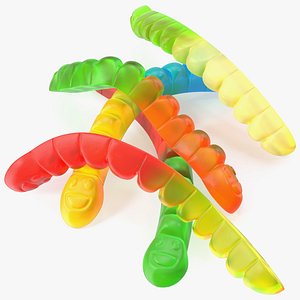 3D Colorful Gummy Worms Pile model