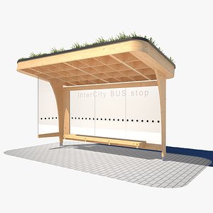 Bus stop wooden 3D