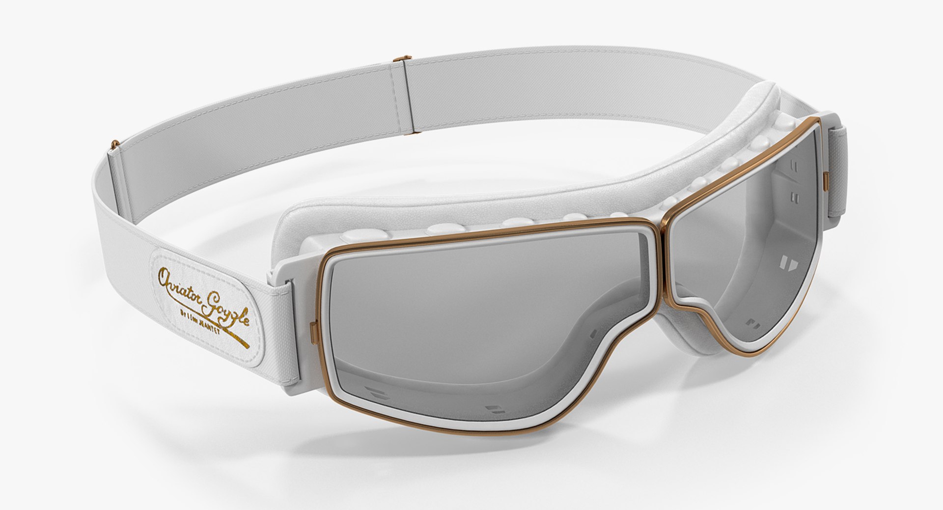 White Pilot Goggles 3D model preview