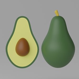 3D model Cartoon Avocado Set