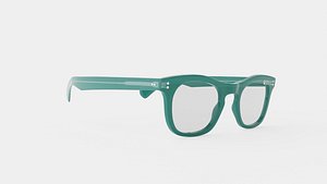 3D Translucent Forest Green Rectangular Eyeglasses
