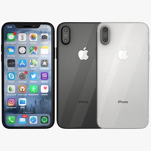 3D model silver space iphone x