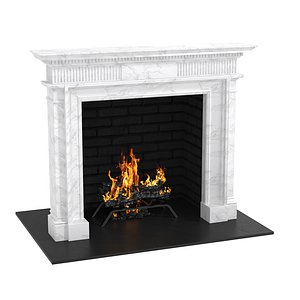 Custom made white marble classic fireplace mantel 3D model