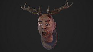 3D model Death Head with horn Low-poly 3D model