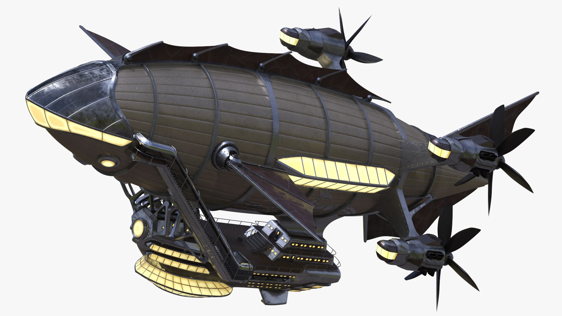 Steampunk Blimp Rigged 3D model preview