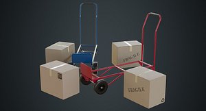 3D hand truck boxes 2a model