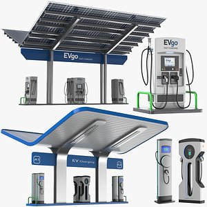 Two Detailed Car Charger Stations 3D model