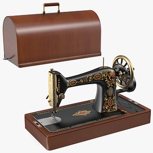 vintage sewing machine wooden 3D model