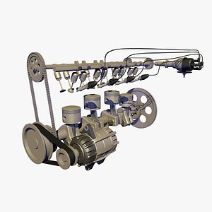 Animated 4 Cylinder Engine