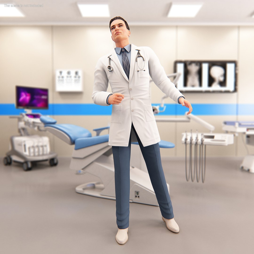 Male Doctor with Stethoscope 3D model preview