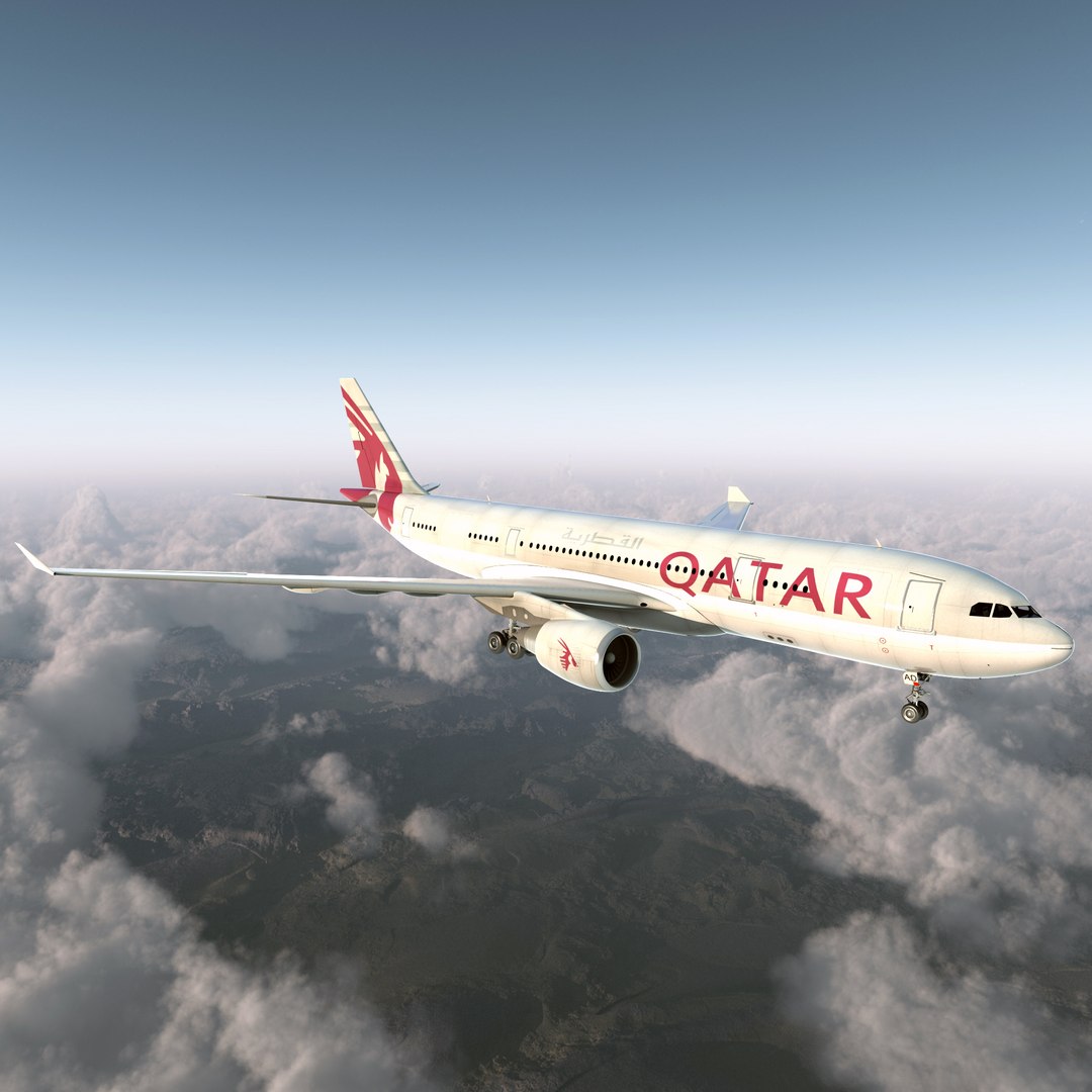 Airbus A330-P2F Qatar 3D Model 3D model preview