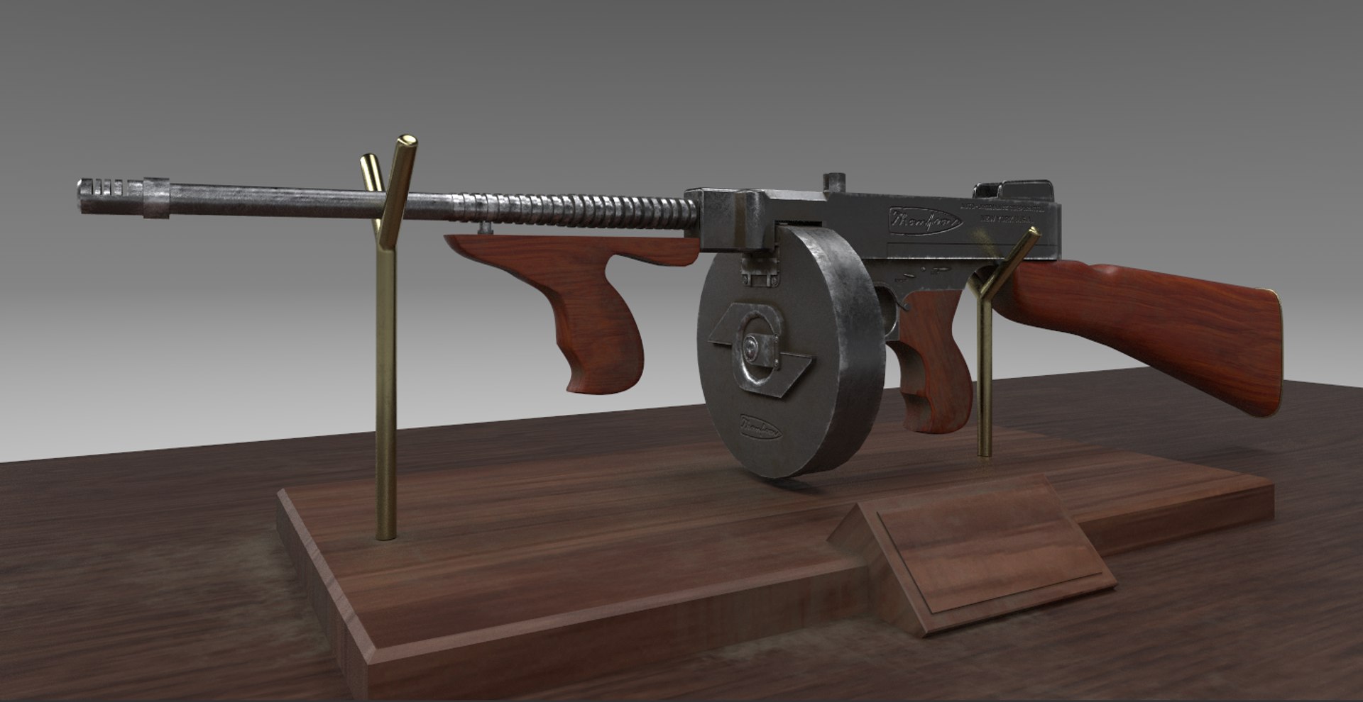 Tommy Gun mit Displayständer 3DModell TurboSquid 1622237