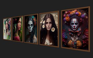 Paintings with women on the wall 3D model