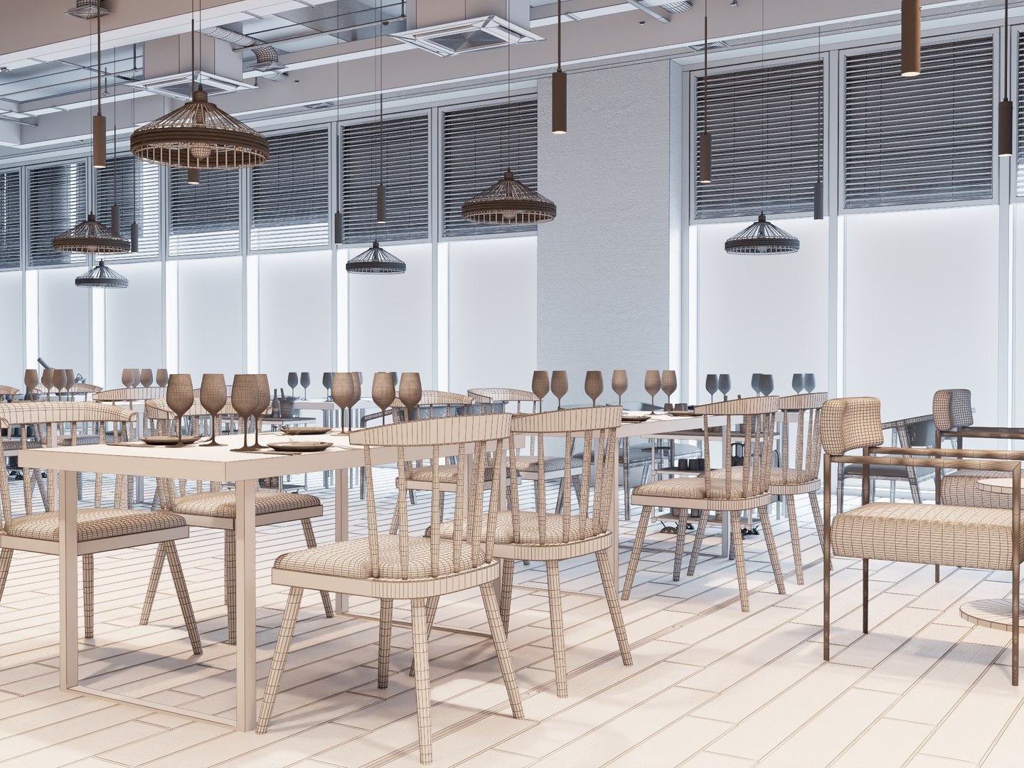 Industrial Loft Restaurant And Wine Bar Interior Scene 3D - TurboSquid ...
