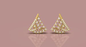 Triangle Diamond Earring - 0026 3D model