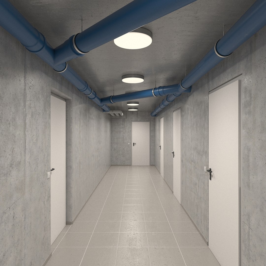Basement Hallway Hall 3D Model - TurboSquid 1431088