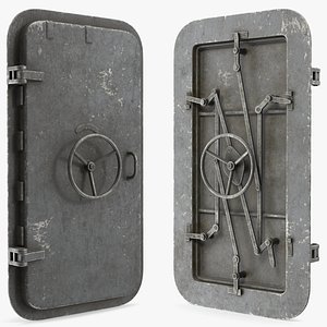 Worn Steel Hatch with Wheel Handle model