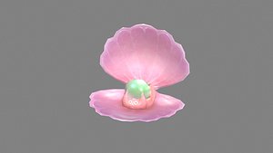 3D Cartoon Pearl - Pink Shell - Clam