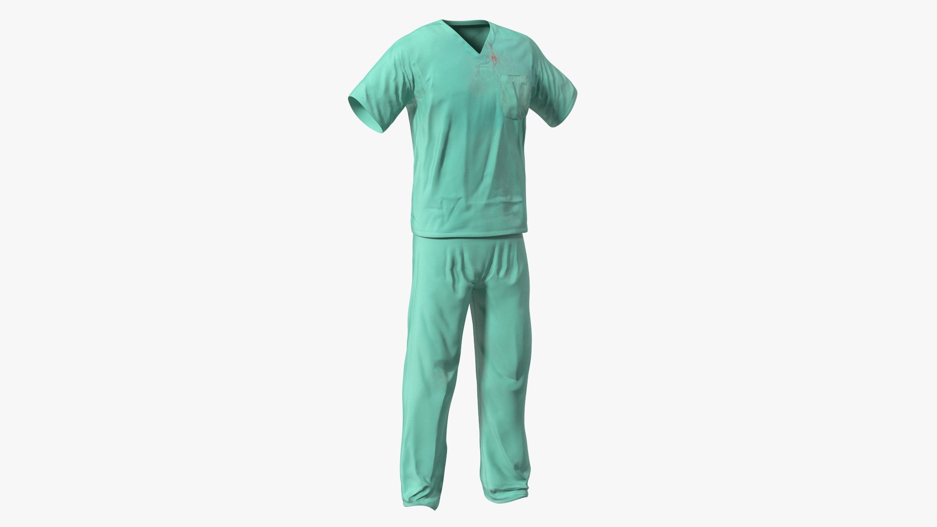 Surgeon Green Scrubs Shirt Blood Stained 3D model preview