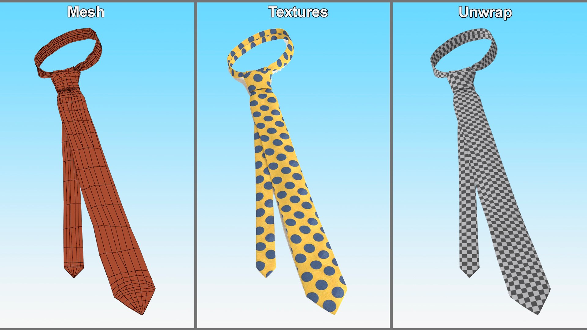 3D Model Classic Polka Dot Pattern Necktie - TurboSquid 2203550