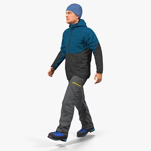 winter men sportswear walking 3D model
