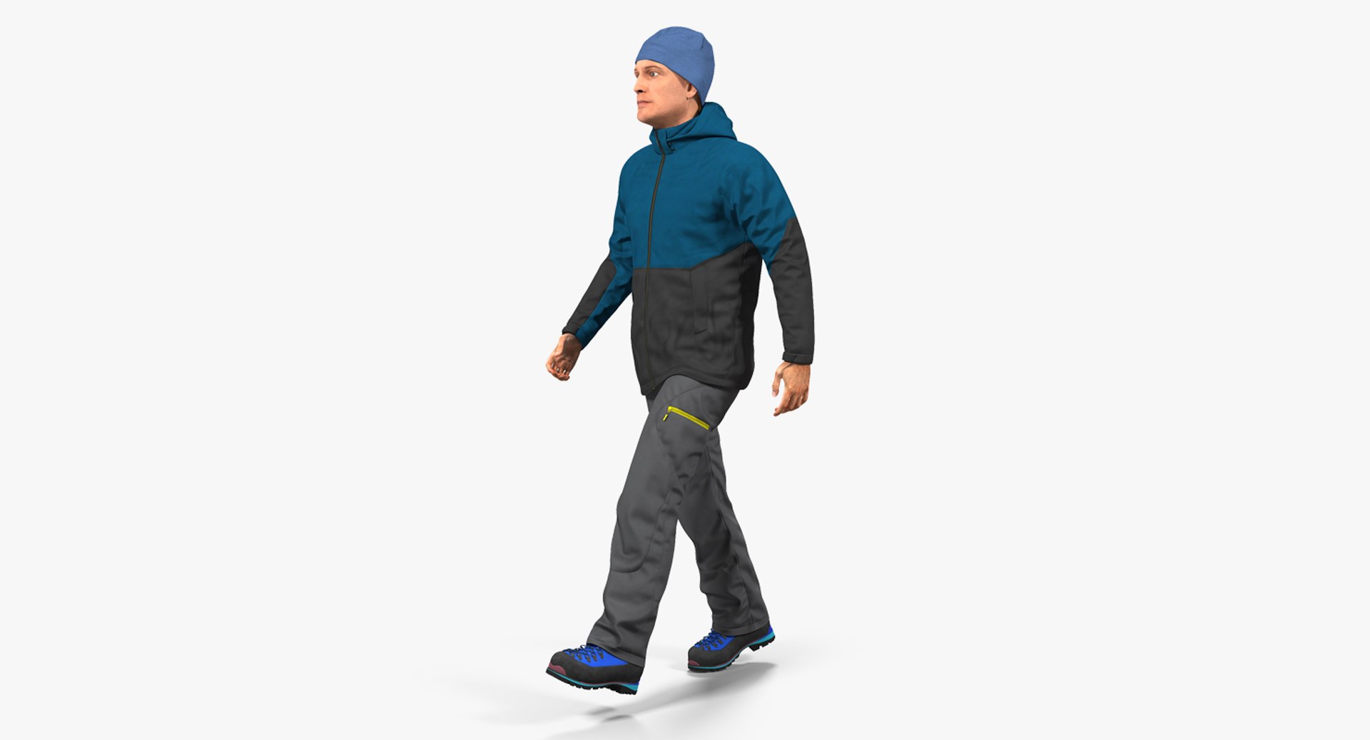 Winter Men Sportswear Walking Pose 3D model preview