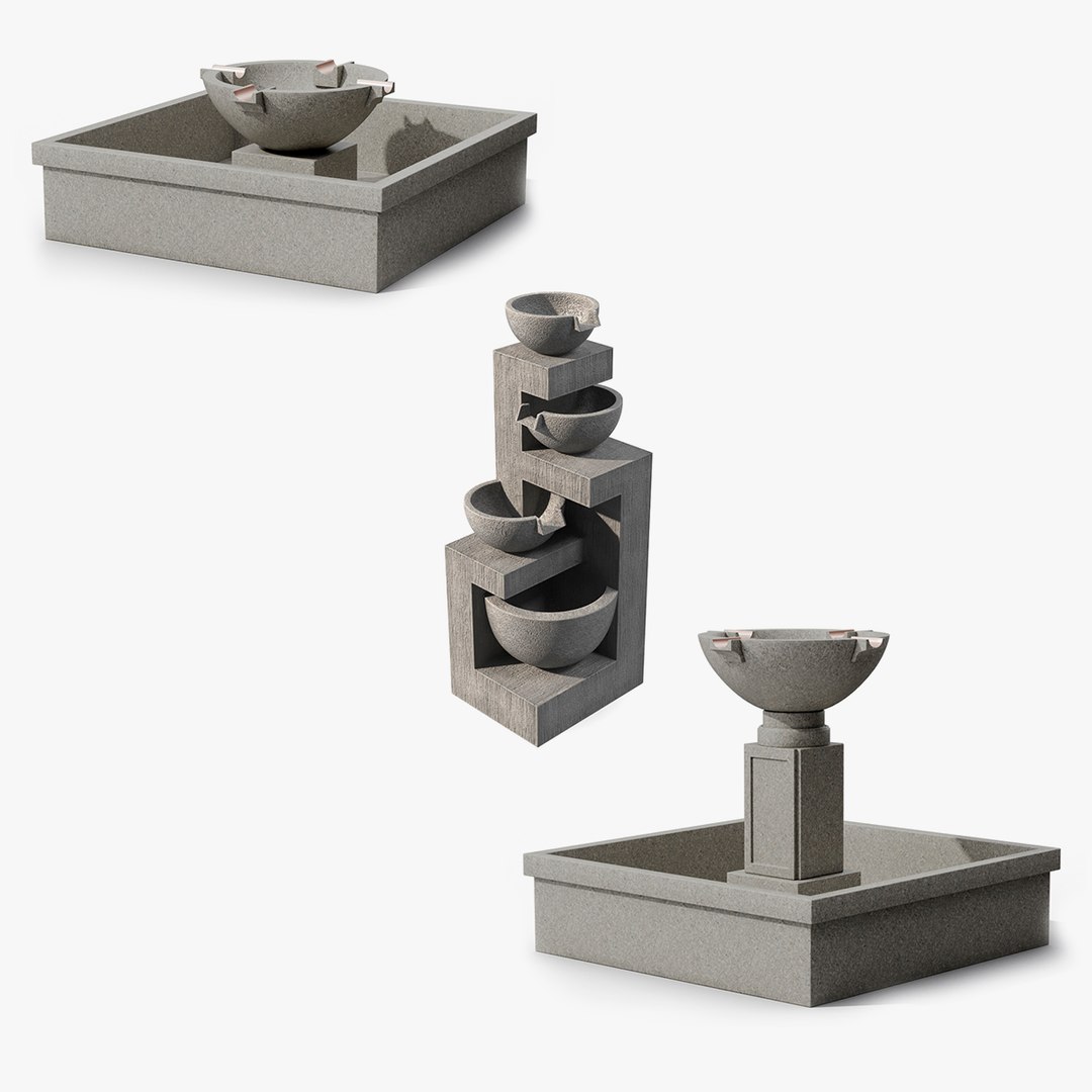 Empty Garden Fountains Collection 3D model preview