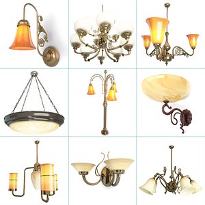 antique lamps pendant lights 3D model
