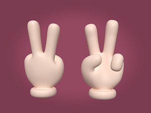 3D cartoon victory sign icon