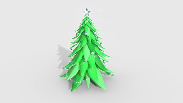 3D model Christmas Tree 03 Green Silver- Cartoon Interior Decoration