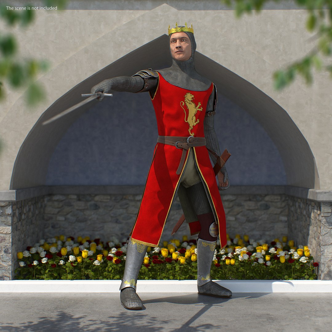 Crusader Knight King Rigged for Maya(1) 3D model preview