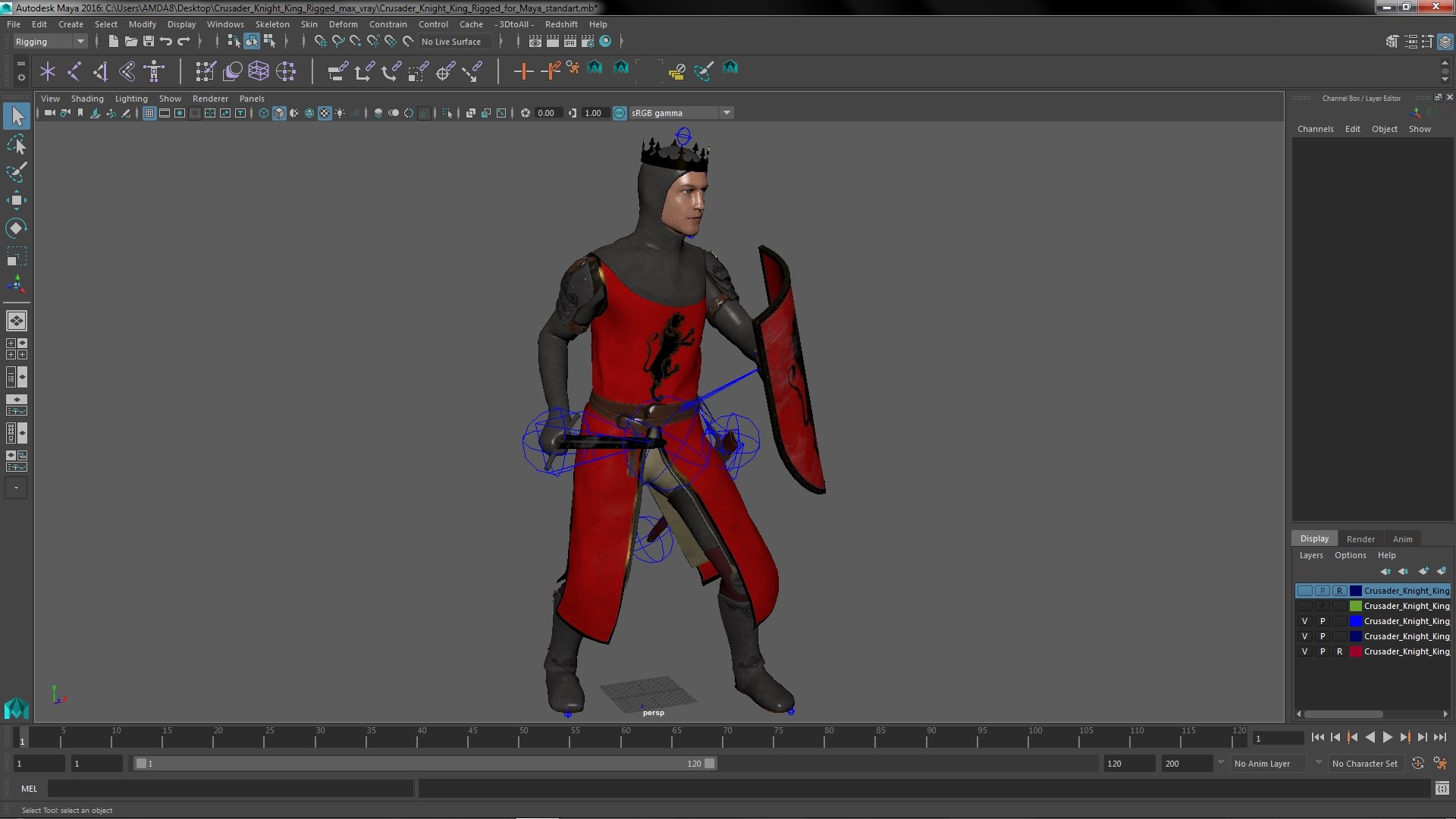 3D model Crusader Knight King Rigged for Maya - TurboSquid 2102904