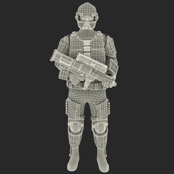 3d Model Of Futuristic Army Soldier Pose