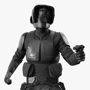 3D Star Wars Tactical Trooper Firing Pose with Blaster Black model