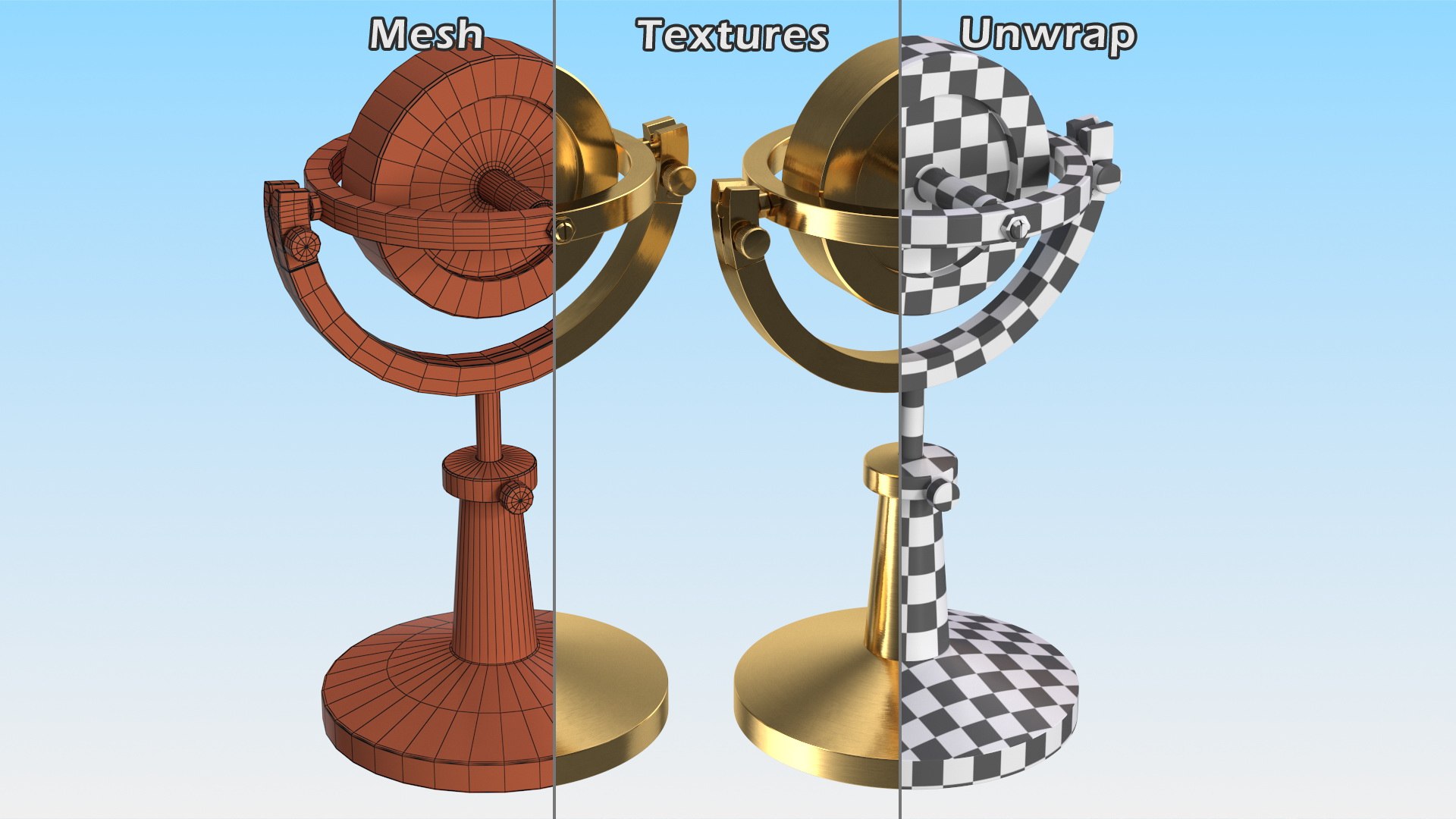 Vintage Brass Lecture Gyroscope Rigged 3D model - TurboSquid 1755690