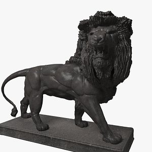 3d metal lion statue