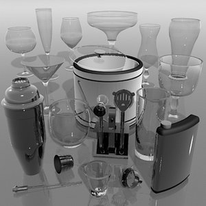bar glasses cocktail 3d model
