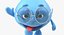 Water Drop Cartoon Lady Character Waving 3D Model
